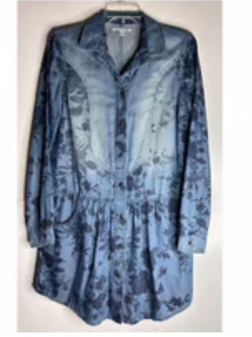 American Eagle Outfitters Blue Floral Chambray Mini Shirt Dress Small